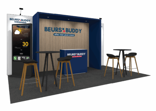 5x3 meter ready made exhibition stand - angled view
