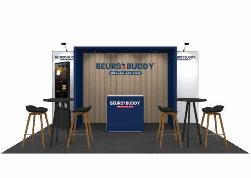 5x3 meter ready made exhibition stand - Front view