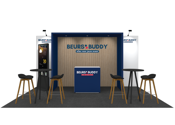 5x3 meter ready made exhibition stand - Front view